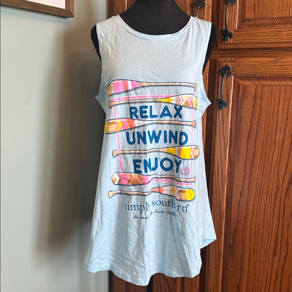 Simply Southern Light Blue Graphic Tank Top